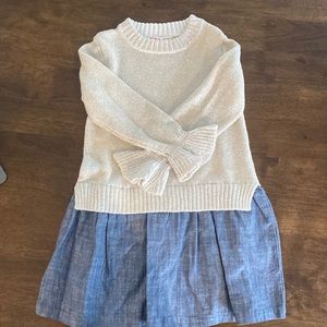J Crew girl dress with glittery top abs light denim skirt